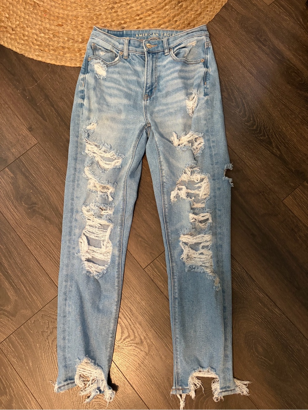 American Eagle Outfitters Light Blue Distressed Women's Jeans 2